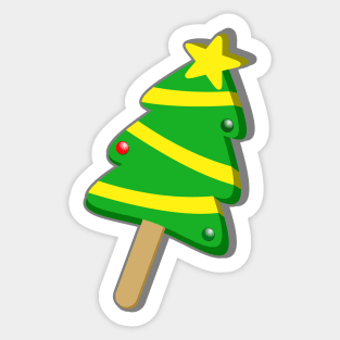 christmas tree bubble gum ice cream on red Sticker